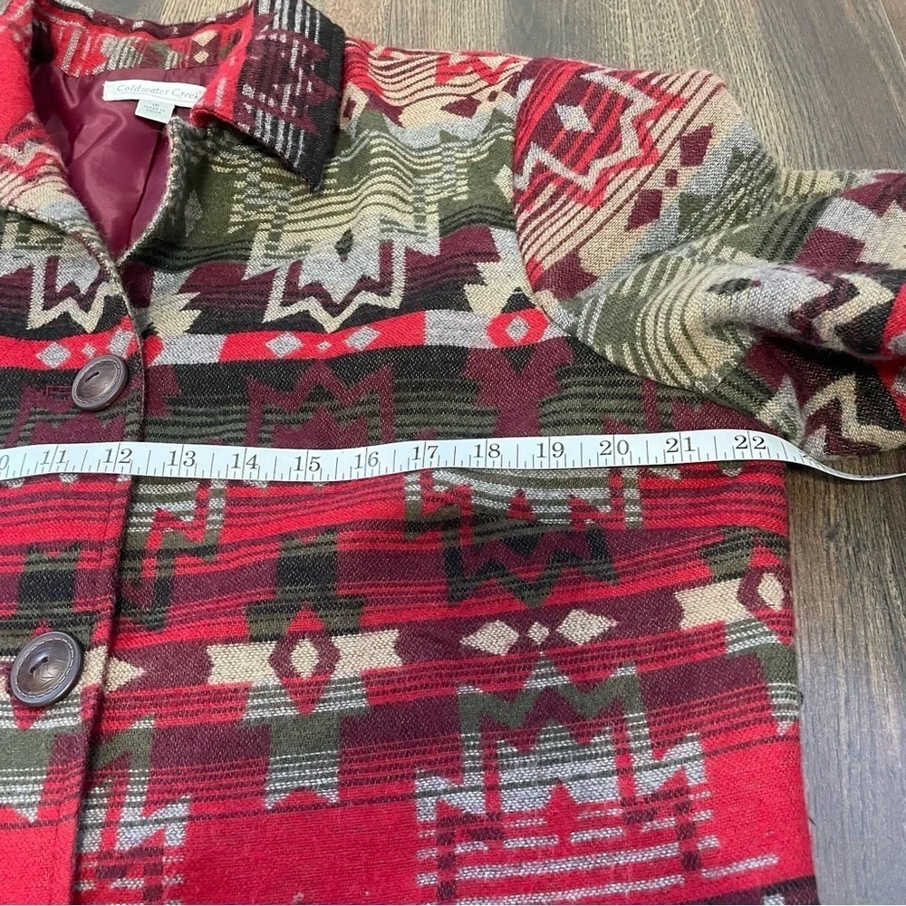 Coldwater Creek Womens Southwestern Aztec Wool Blend Jacket Size 16 - Picture 11 of 11
